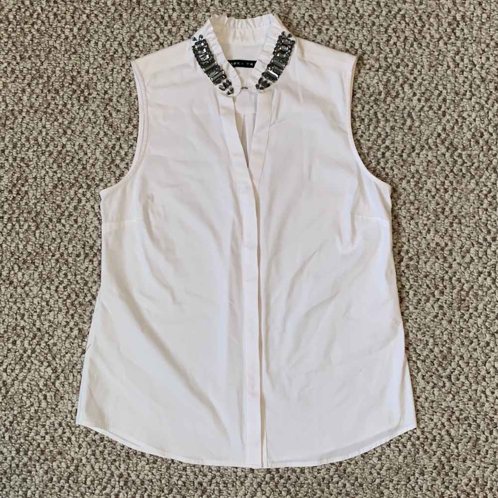 Ivanka Jewelled collar shirt sz S